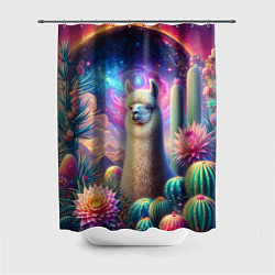 Шторка для ванной Альпака в кактусах и портал