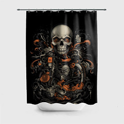 Шторка для ванной Череп байкера: мото-дух