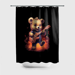 Шторка для ванной Плюшевый медведь играет на гитаре