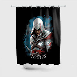 Шторка для душа Assassins creed белый костюм, цвет: 3D-принт
