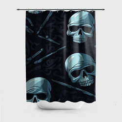 Шторка для ванной Черепа и ножи