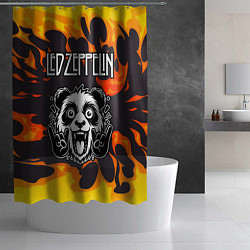 Шторка для душа Led Zeppelin рок панда и огонь, цвет: 3D-принт — фото 2