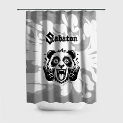 Шторка для ванной Sabaton рок панда на светлом фоне