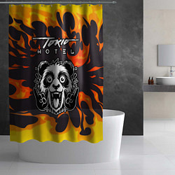 Шторка для душа Tokio Hotel рок панда и огонь, цвет: 3D-принт — фото 2
