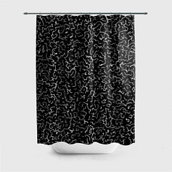 Шторка для душа Белые завитушки на черном фоне, цвет: 3D-принт