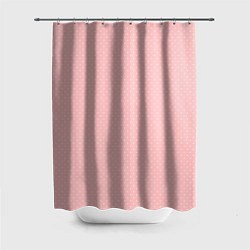 Шторка для душа Светлый розовый в мелкий белый горошек, цвет: 3D-принт