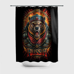 Шторка для душа Мощный медведь СССР стиль, цвет: 3D-принт