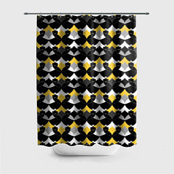 Шторка для душа Желто черный с белым геометрический узор, цвет: 3D-принт