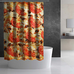 Шторка для душа Пицца с грибами и томатом - текстура, цвет: 3D-принт — фото 2