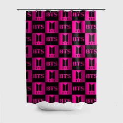 Шторка для ванной BTS pattern pink logo