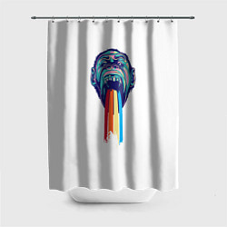 Шторка для душа Обезьяна с радугой, цвет: 3D-принт