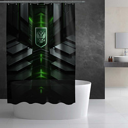 Шторка для душа Герб России и яркий зеленый неон, цвет: 3D-принт — фото 2