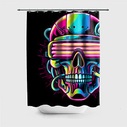 Шторка для ванной Cyber skull - ai art neon