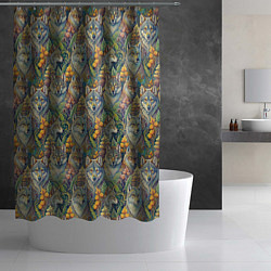 Шторка для душа Волки паттерн, цвет: 3D-принт — фото 2