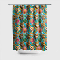 Шторка для ванной Коты как элемент орнамента мандалы