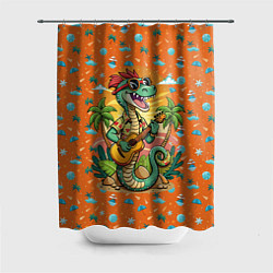 Шторка для ванной Веселая змея играет на гитаре