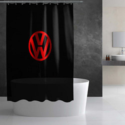 Шторка для душа Volkswagen red logo, цвет: 3D-принт — фото 2