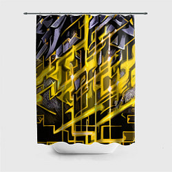 Шторка для душа Yellow and white abstraction, цвет: 3D-принт
