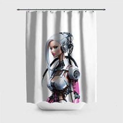 Шторка для ванной Cyber warrior Barbie - ai art fantasy