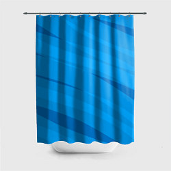 Шторка для ванной Насыщенный голубой полосами