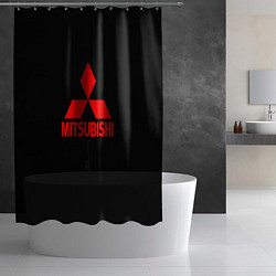 Шторка для душа Mitsubishi red logo, цвет: 3D-принт — фото 2