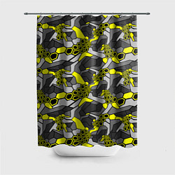Шторка для душа Шестиугольная текстура желтого камуфляжа, цвет: 3D-принт