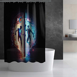 Шторка для душа Portal люди в прыжке, цвет: 3D-принт — фото 2