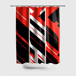 Шторка для ванной Black and red stripes on a white background