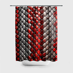 Шторка для душа Змеиная объемная текстурная красная шкура, цвет: 3D-принт