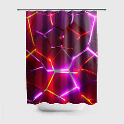 Шторка для ванной Красные плиты с фиолетовым свечением