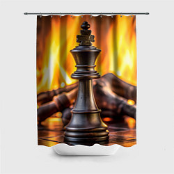 Шторка для ванной Шахматы - король на фоне огня