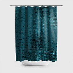 Шторка для ванной Тёмный бирюзовый абстракция однотонный