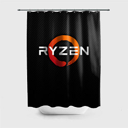 Шторка для душа AMD ryzen logo carbon black, цвет: 3D-принт