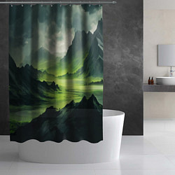 Шторка для душа Ядовитая горная местность - токсичная кислотная до, цвет: 3D-принт — фото 2