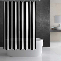 Шторка для душа Вертикальные черно белые полосы, цвет: 3D-принт — фото 2