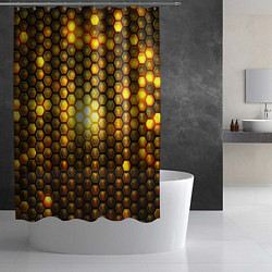 Шторка для душа Металлические соты - роскошный блеск золота, цвет: 3D-принт — фото 2