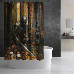 Шторка для душа Воин в осеннем лесу, цвет: 3D-принт — фото 2