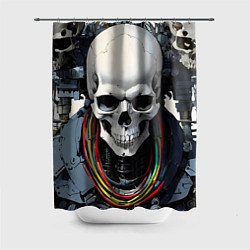 Шторка для душа Cool cyber skull - ai art fantasy, цвет: 3D-принт