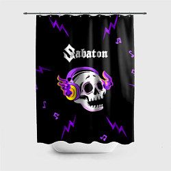 Шторка для душа Sabaton неоновый череп, цвет: 3D-принт