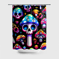 Шторка для ванной Ice cream skull and fly agaric - ai art fantasy