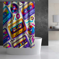Шторка для душа Магия микстейпов: Цветная ностальгия, цвет: 3D-принт — фото 2