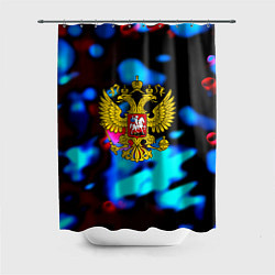 Шторка для душа Герб РФ блюр боке, цвет: 3D-принт