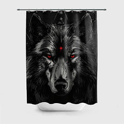Шторка для душа Волк с красными глазами, цвет: 3D-принт