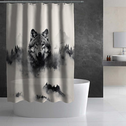 Шторка для душа Голова серого волка, цвет: 3D-принт — фото 2