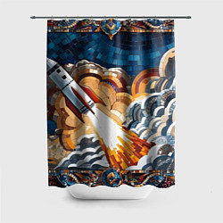 Шторка для ванной Мозаика ракета