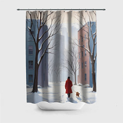 Шторка для ванной Прогулка зима