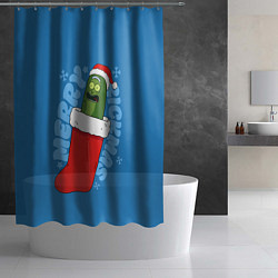 Шторка для душа Новогодний Рик огурчик - Merry Rickmas, цвет: 3D-принт — фото 2