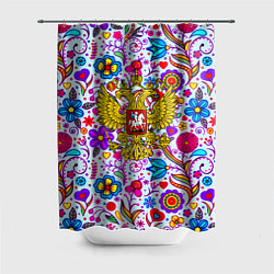 Шторка для ванной Россия гжель нерб