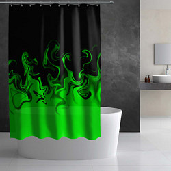 Шторка для душа Абстрактный зеленый огонь, цвет: 3D-принт — фото 2