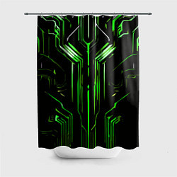 Шторка для ванной Green stripes on a black background
